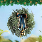 Christmas Artificial Pine Wreath with Bells & Ribbon