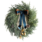 Christmas Artificial Pine Wreath with Bells & Ribbon