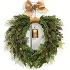 NNETM Norfolk Pine Christmas Wreath with Bells and Ribbon