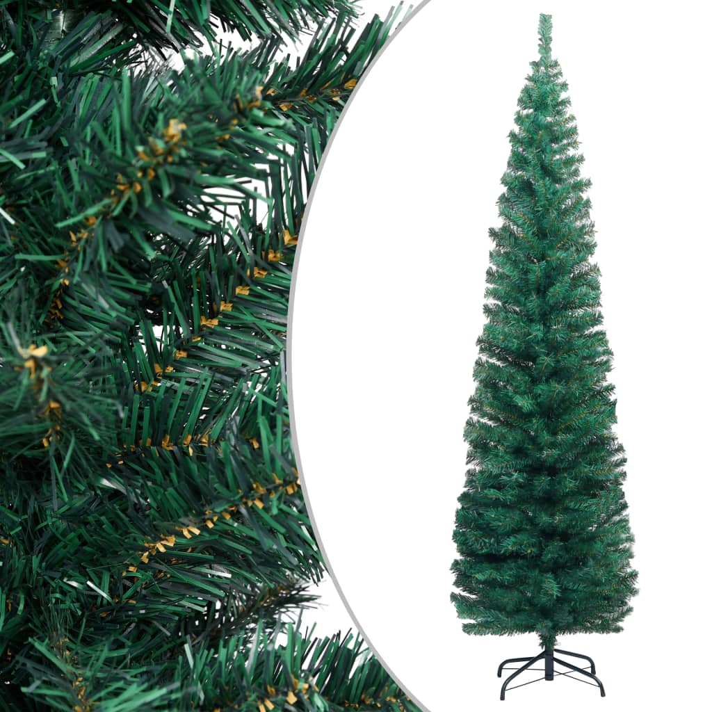 NNEVL Slim Artificial Christmas Tree with Stand Green 240 cm PVC