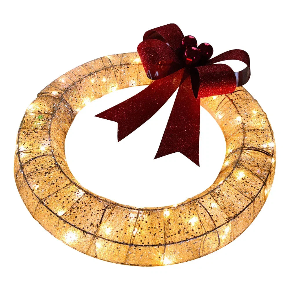 Christmas LED Wreath with Red Bow