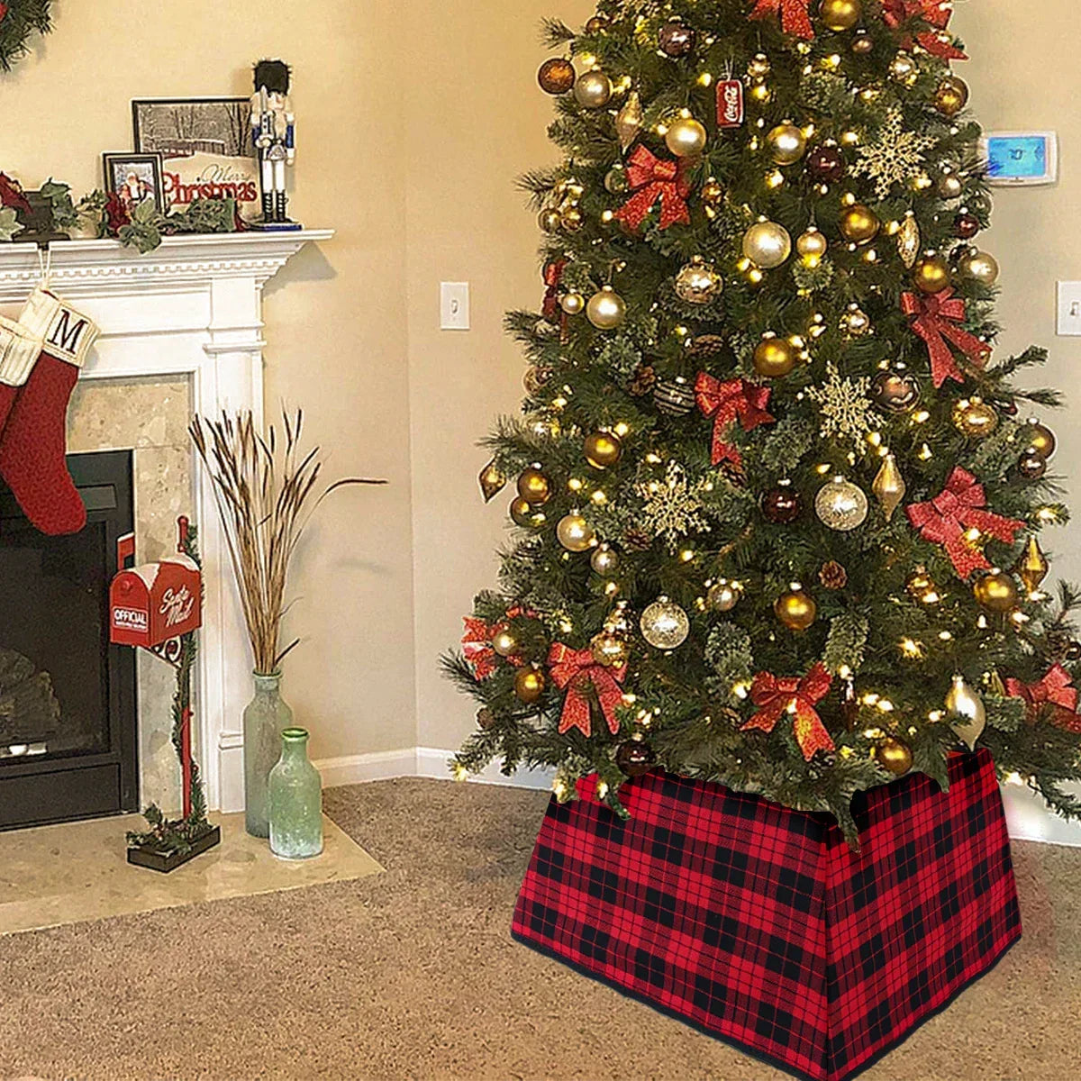 Christmas Red Lattice Tree Base Decoration