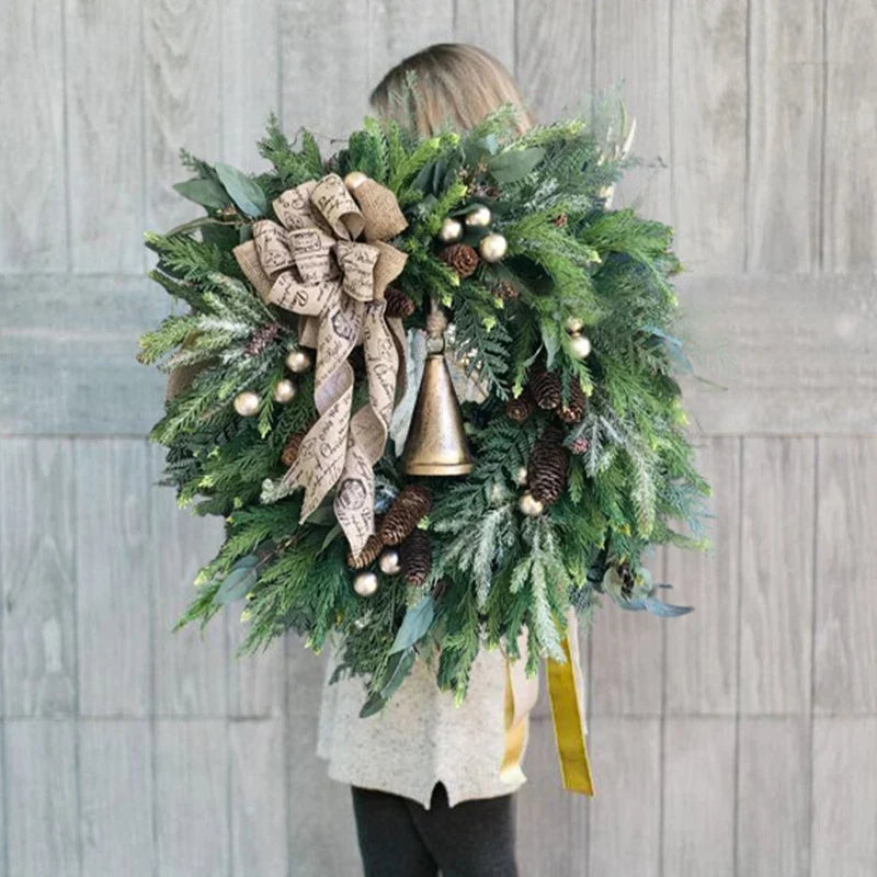 NNEOBA Farmhouse Christmas Wreath with Bells