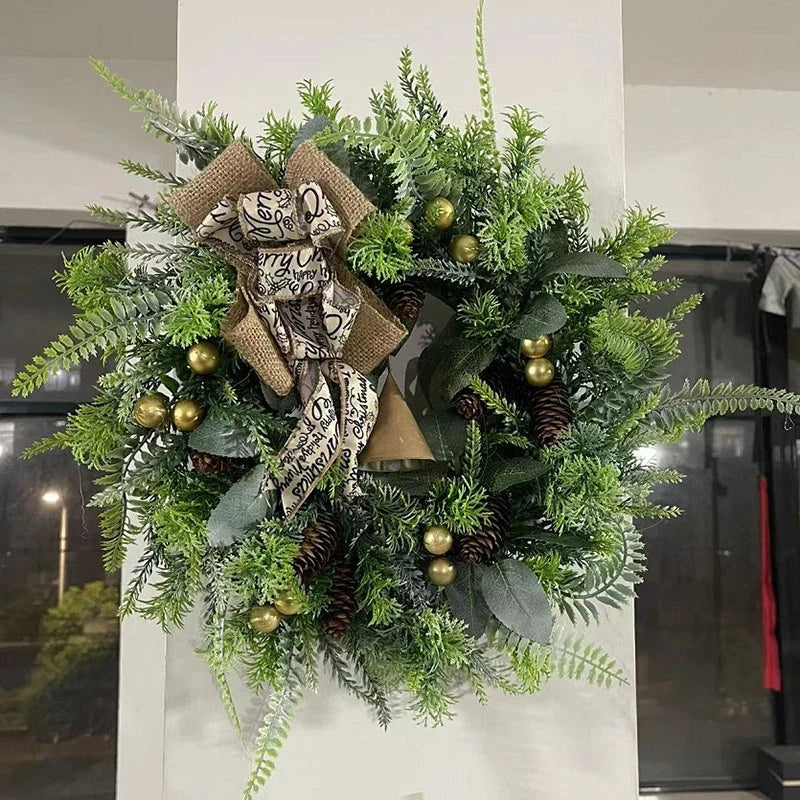 NNEOBA Farmhouse Christmas Wreath with Bells