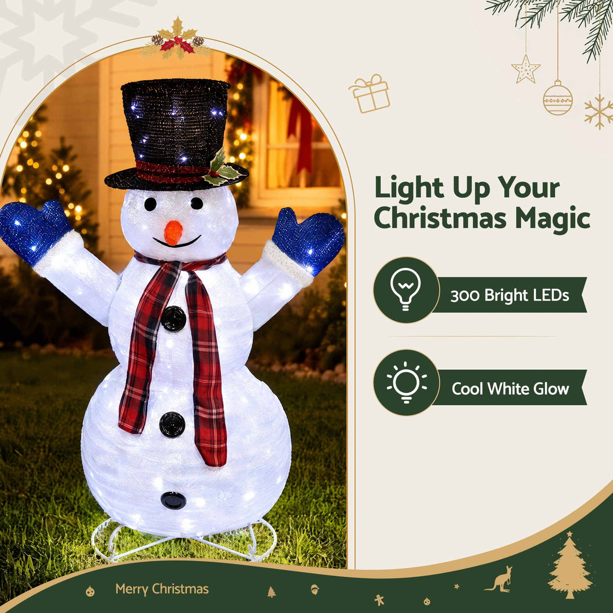 Set of 3 Light-Up Snowmen – 330 LEDs