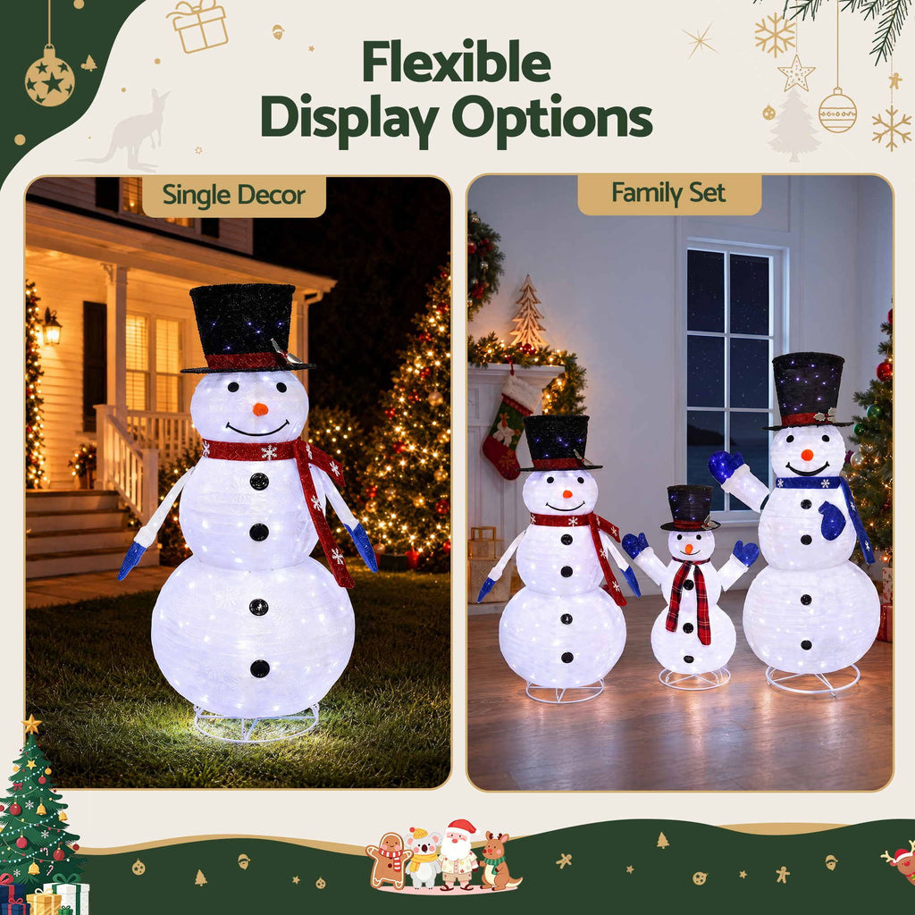 Set of 3 Light-Up Snowmen – 330 LEDs