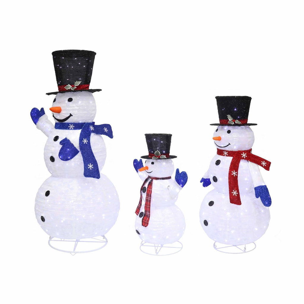 Set of 3 Light-Up Snowmen – 330 LEDs