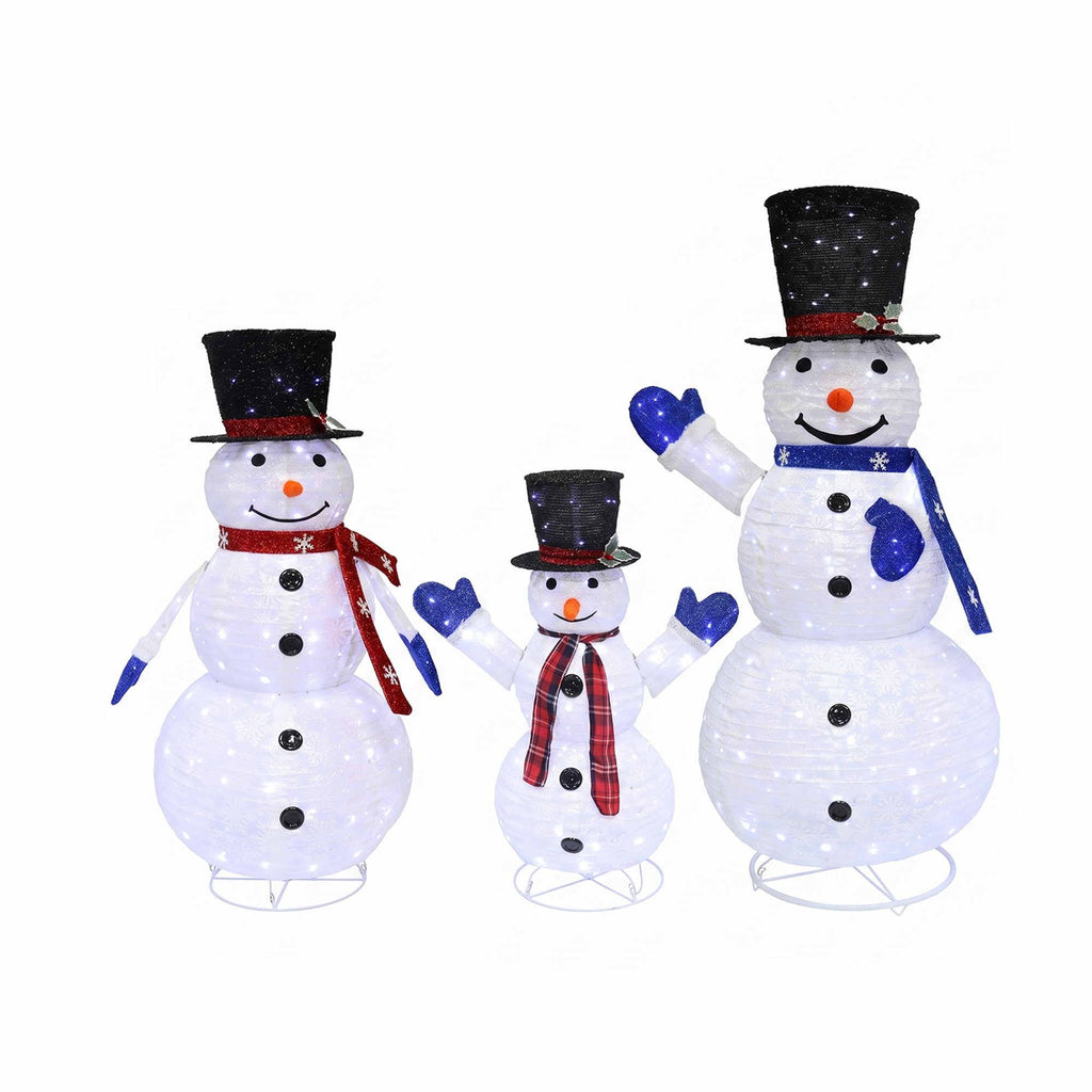 Set of 3 Light-Up Snowmen – 330 LEDs