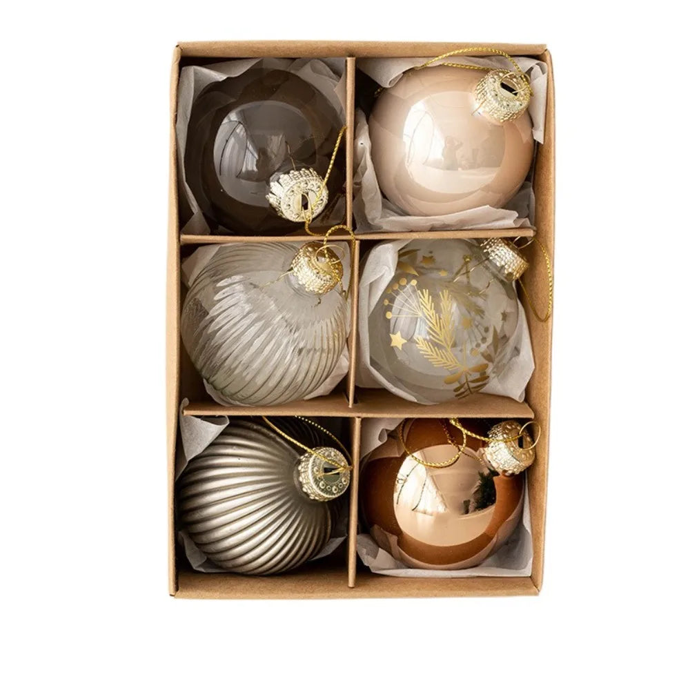 GLASS AF — 6-Piece Painted Glass Christmas Bauble Set