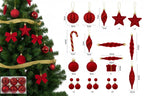 28PCS Flocked Christmas Ball Ornament Set