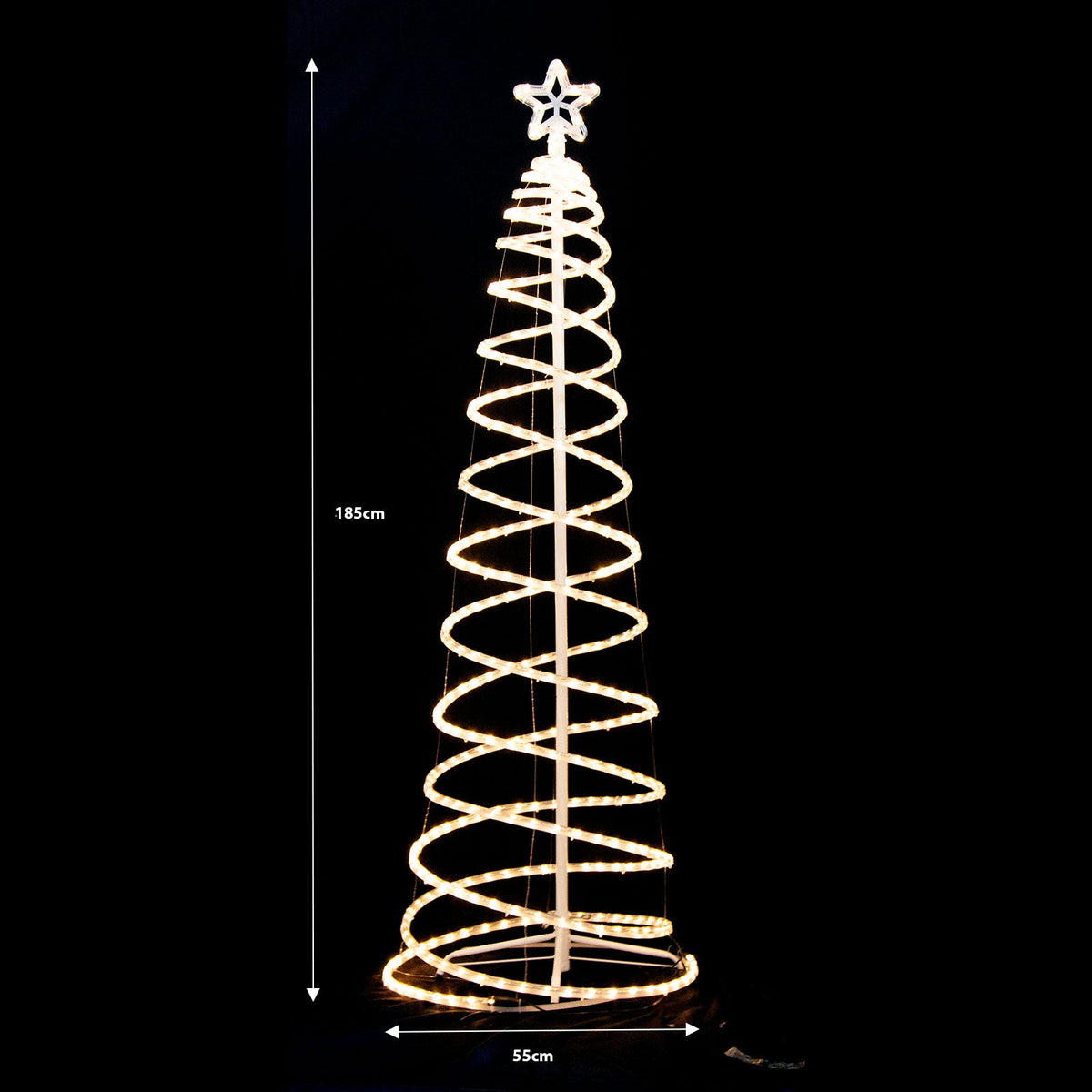 1.85m Warm White Spiral LED Christmas Tree with Star