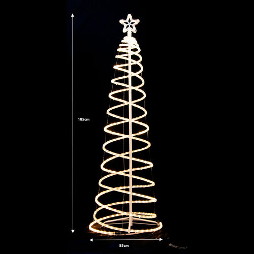 1.85m Warm White Spiral LED Christmas Tree with Star