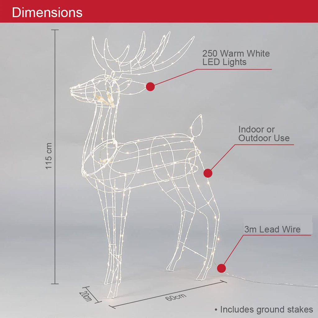 Warm White LED Reindeer – 115cm