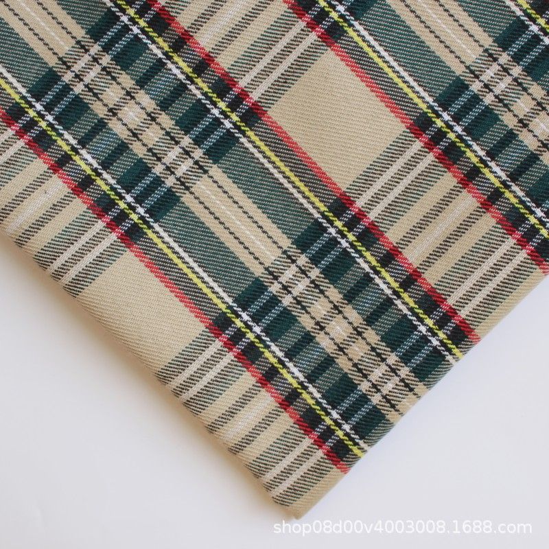 polyester woven fabric, plaid fabric, Christmas red green fabric, twill fabric, jacquard check fabric, fabric for bags, fabric for shoes, fabric for hats, fabric for pet decorations, festive fabric, holiday craft fabric, DIY fabric Australia - White - Siz