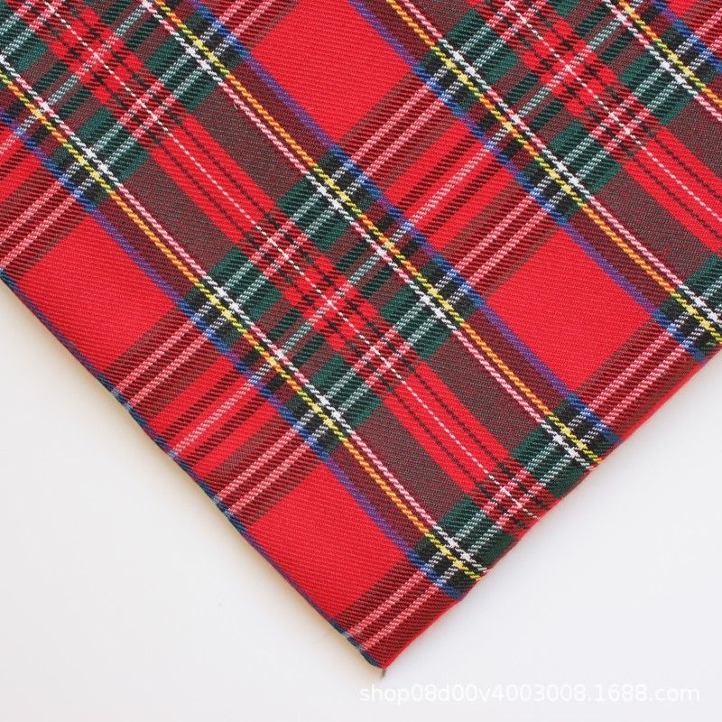 polyester woven fabric, plaid fabric, Christmas red green fabric, twill fabric, jacquard check fabric, fabric for bags, fabric for shoes, fabric for hats, fabric for pet decorations, festive fabric, holiday craft fabric, DIY fabric Australia - White - Siz