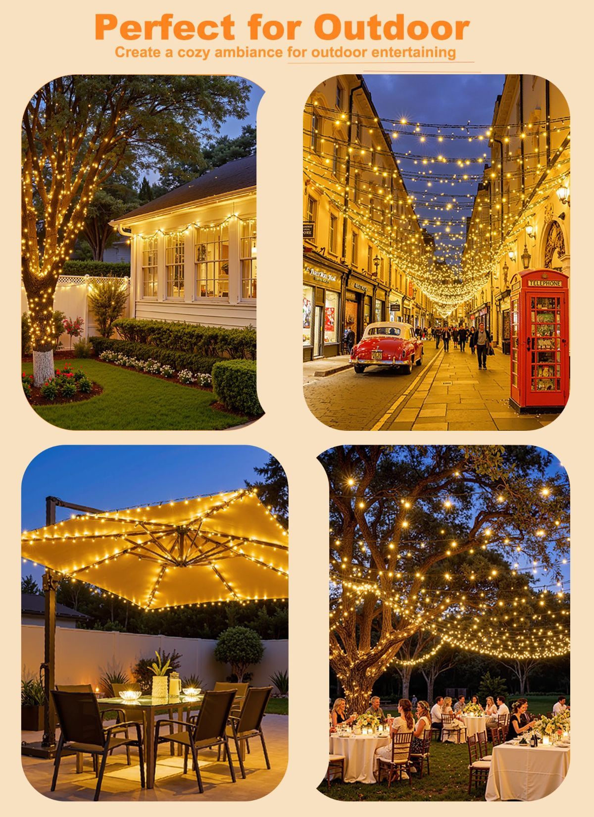 Solar String Lights – Outdoor Waterproof LED Fairy Lights, 22ft