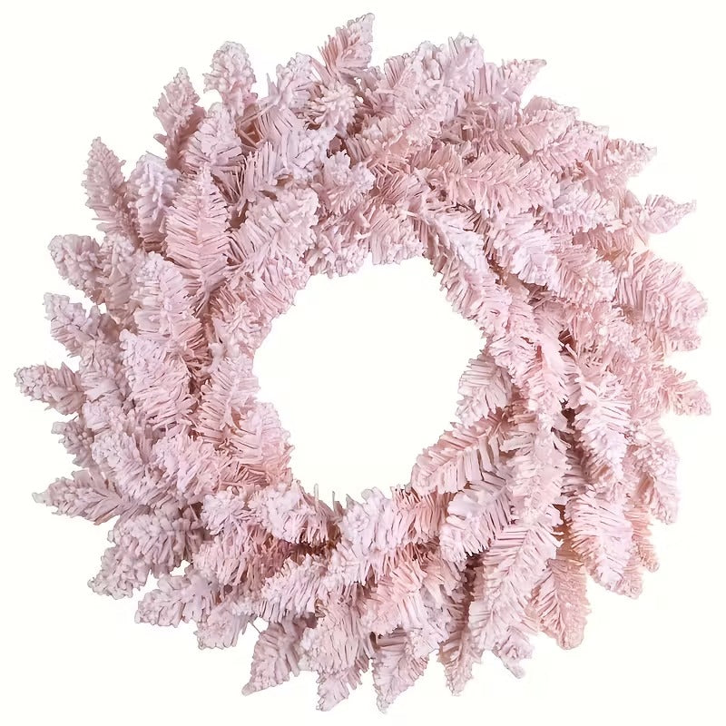 Pink Snowy Pine Christmas Wreath – 30cm