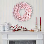 Pink Snowy Pine Christmas Wreath – 30cm