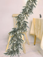 6 Ft Snow Flocked Norfolk Pine Cedar Realistic Pine Artificial Greenery Garlands for Decoration Xmas Mantle Fireplace Table Winter Decor