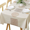Rectangular Waterproof Pvc Tablecloth, 140 X 220Cm Plastic Table Cloth Stain And Oil Resistant, Beige Tablecloth For