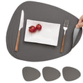 4-Pack Faux Leather Placemats Waterproof Non-Slip Easy-to-Dry Double-Sided, Gray, 12x18 Inches