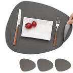 4-Pack Faux Leather Placemats Waterproof Non-Slip Easy-to-Dry Double-Sided, Gray, 12x18 Inches