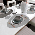 4-Pack Faux Leather Placemats Waterproof Non-Slip Easy-to-Dry Double-Sided, Gray, 12x18 Inches