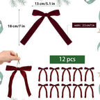 Velvet Christmas Tree Bows – Burgundy | Set of 12