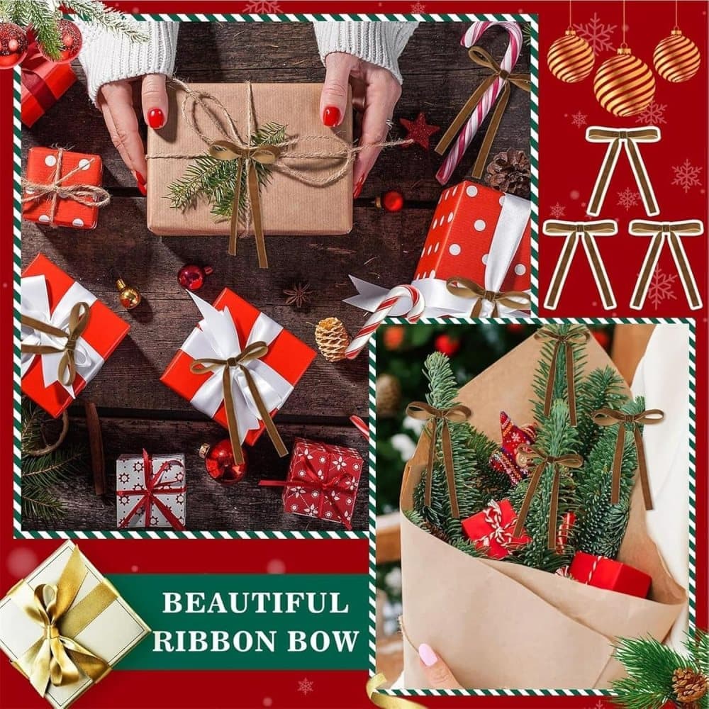Velvet Christmas Tree Bows – Chocolate Brown | Set of 12