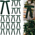 Velvet Christmas Tree Bows – Deep Green | Set of 12