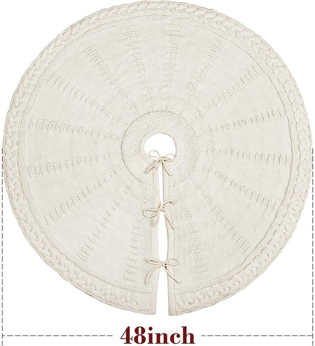 Cable Knit Christmas Tree Skirt – Cream | 122cm
