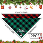 Christmas Dog Bandana - Neck Scarf For Your Pet Bandana Dog Dog Cat - Triangular Cloth - For Small, Medium And Large Puppies - Adjustable Bandana - Red/Green