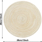 6 pieces - Table mats - Placemats - Round placemats - washable cotton placemats - round braided placemats - Round table mats - Woven placemats - Round placemats - beige - 38*38 cm
