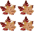 Fall Maple Leaf Napkin Rings Set of 4 Thanksgiving Maple Napkins Holder with Rhinestones Maple Leaves Serviette Buckle Holder for Fall Harvest Table Accessories Home Decor
