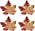 Fall Maple Leaf Napkin Rings Set of 4 Thanksgiving Maple Napkins Holder with Rhinestones Maple Leaves Serviette Buckle Holder for Fall Harvest Table Accessories Home Decor