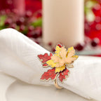Fall Maple Leaf Napkin Rings Set of 4 Thanksgiving Maple Napkins Holder with Rhinestones Maple Leaves Serviette Buckle Holder for Fall Harvest Table Accessories Home Decor