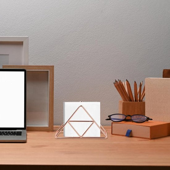 Tissue Holder - Stainless Steel Napkin Holder - Metal Napkin Holder - Triangular Napkin Holder - Paper Napkin Holder - Napkin Holder for Countertop/Dining Table/Picnic Table (Rose Gold)
