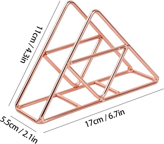 Tissue Holder - Stainless Steel Napkin Holder - Metal Napkin Holder - Triangular Napkin Holder - Paper Napkin Holder - Napkin Holder for Countertop/Dining Table/Picnic Table (Rose Gold)