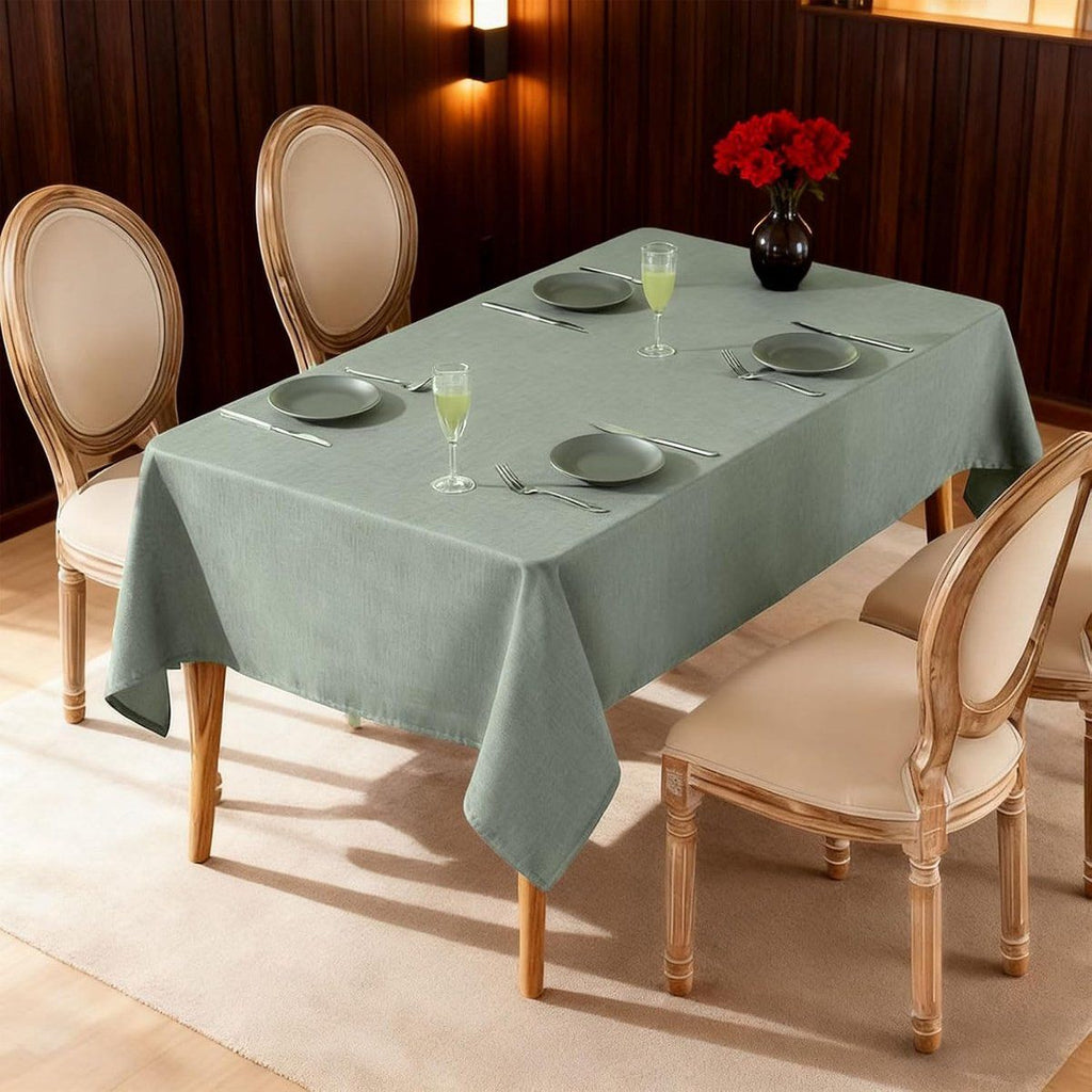 Washable Garden Tablecloth, Linen Look, 90 x 140 cm, Weatherproof, Rectangular, For Outdoors, Dining Table, Birthday, Party, Beer Table, Green