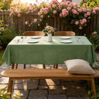Washable Garden Tablecloth, Linen Look, 90 x 140 cm, Weatherproof, Rectangular, For Outdoors, Dining Table, Birthday, Party, Beer Table, Green