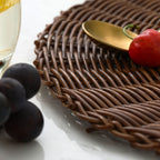 Round Woven Placemats, Non Slip Heat Resistant Plastic Table Mats, Table Placemat For Household Use, Round Rattan Placemats, White, 35.6 cm
