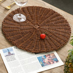 Round Woven Placemats, Non Slip Heat Resistant Plastic Table Mats, Table Placemat For Household Use, Round Rattan Placemats, White, 35.6 cm