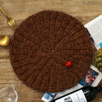 Round Woven Placemats, Non Slip Heat Resistant Plastic Table Mats, Table Placemat For Household Use, Round Rattan Placemats, White, 35.6 cm