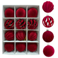 Velvet Christmas Baubles – Red | Set of 12