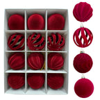 Velvet Christmas Baubles – Red | Set of 12