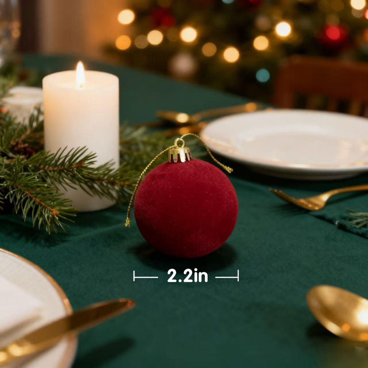 Velvet Christmas Baubles – Red | Set of 12