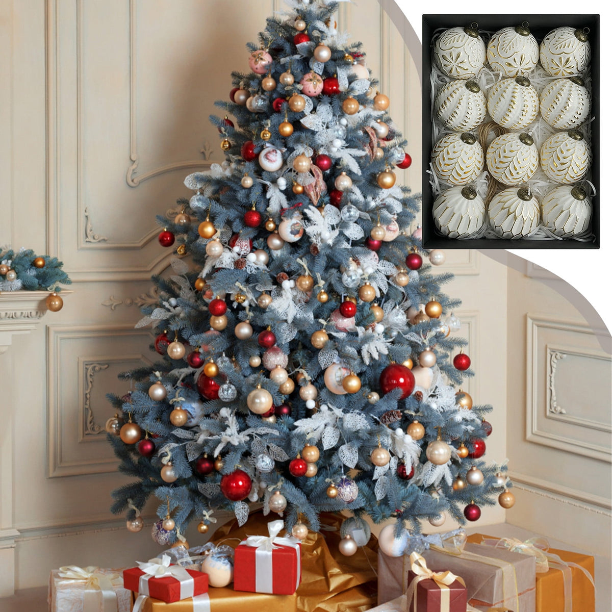 Rustic Gold Christmas Bauble – 8cm