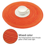 Braided Placemats for Dining Table Set of 6 - Round 15 inch Woven Heat Resistant Non-Slip Kitchen Table Mats Red