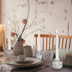 Glass Candlestick Holders Tealight Candle Holders for Table Centerpieces, Wedding Decor and Dinner Party (6 Pcs, Clear)