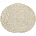 38cm Round Braided Placemats Set of 4, Washable Heat Resistant Circle Boho Place Mats for Kitchen Dining Table -（beige）